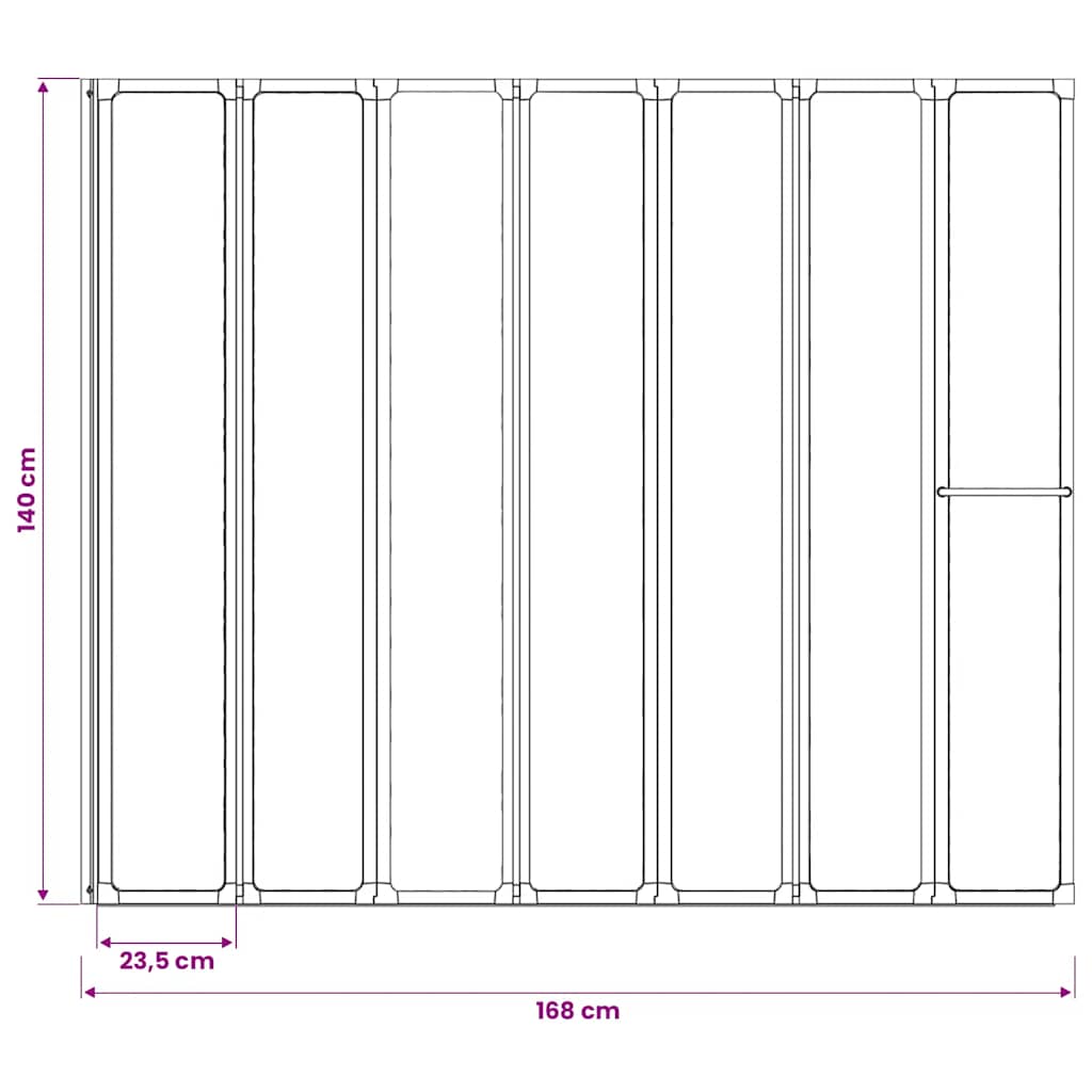 Duschwand 140 x 168 cm 7 Paneele Faltbar mit Handtuchhalter