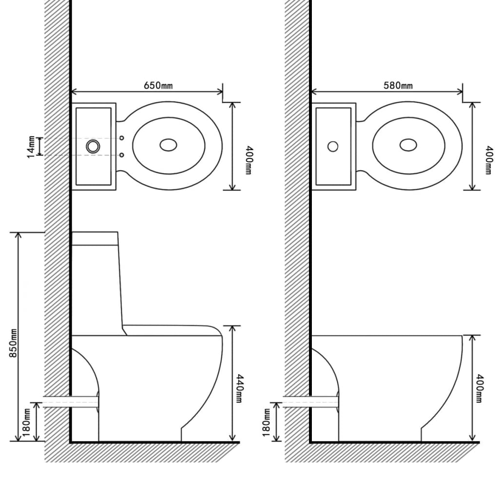 Toilette und Bidet Set Weiß Keramik