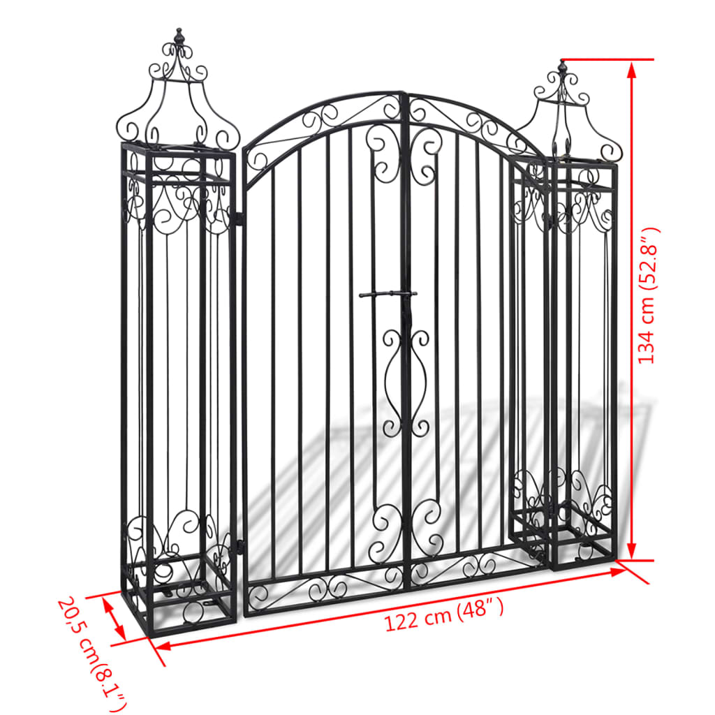 Portail de jardin décoratif en fer forgé 122×20,5×134 cm