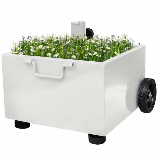 Bepflanzbarer Sonnenschirmständer Blumentopf Weiß