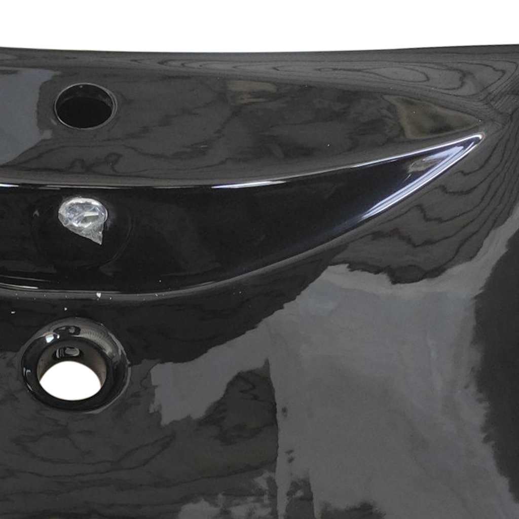 Luxuriöses Keramik-Waschbecken mit Überlauf & Hahnloch schwarz
