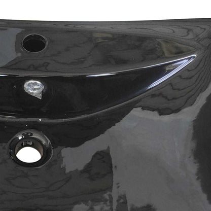 Luxuriöses Keramik-Waschbecken mit Überlauf & Hahnloch schwarz