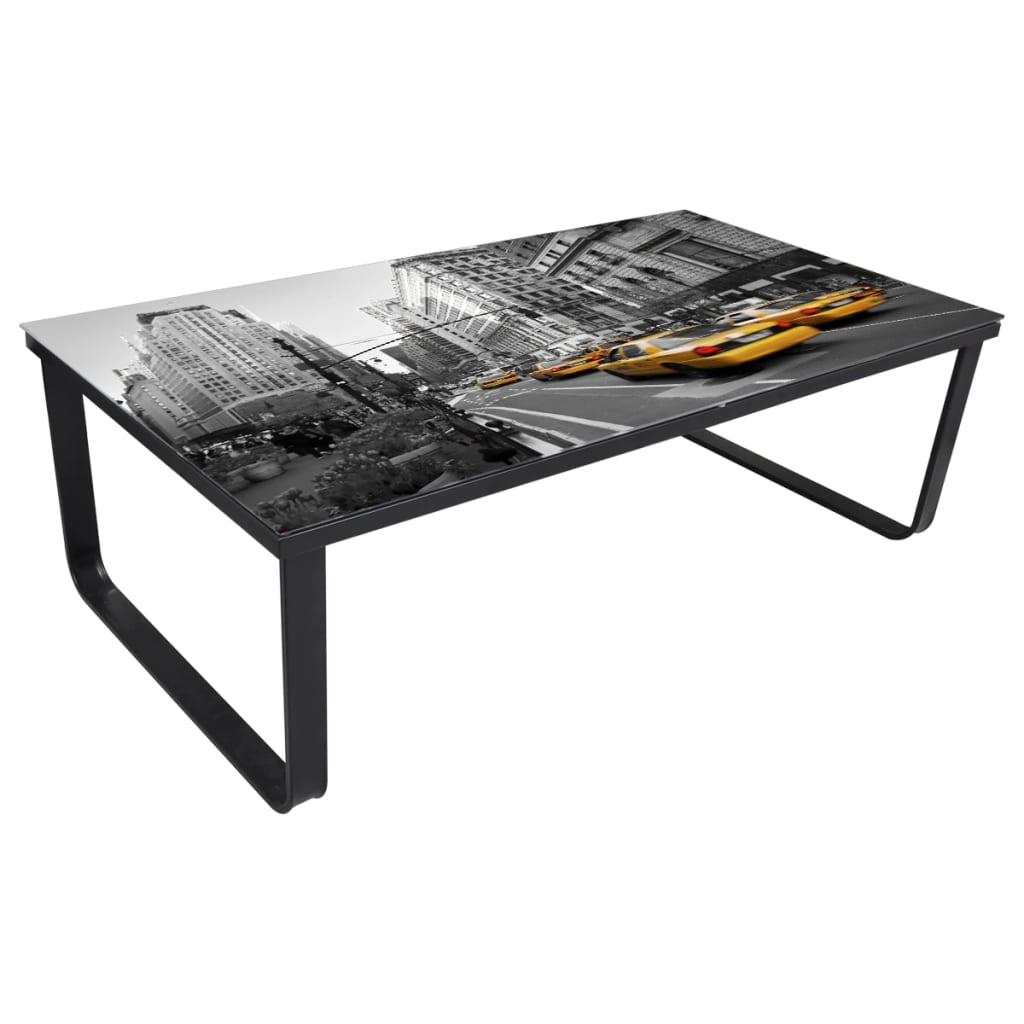 Table basse rectangulaire avec plateau en verre