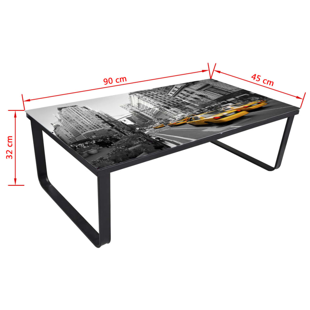 Table basse rectangulaire avec plateau en verre