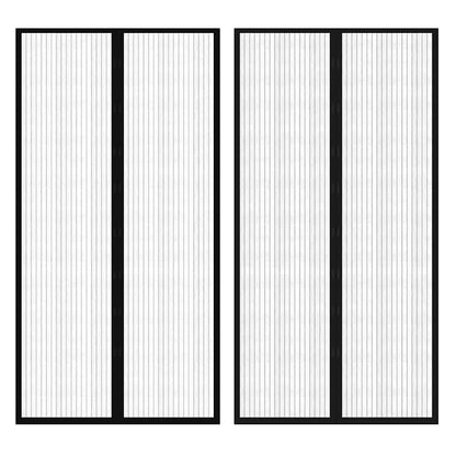 Fliegengitter-Türvorhang 2 Stk. Magnet Schwarz 210x100 cm