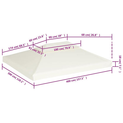 Pavillon-Ersatzdach 310 g/m² Cremeweiß 3x4 m