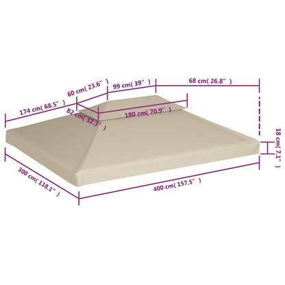 Pavillon-Dachplane Ersatzdach 310 g/m² Beige 3×4 m