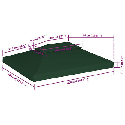 Pavillon-Dachplane Ersatzdach 310 g/m² Grün 3x4 m