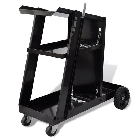 Chariot de soudage noir à 3 étagères