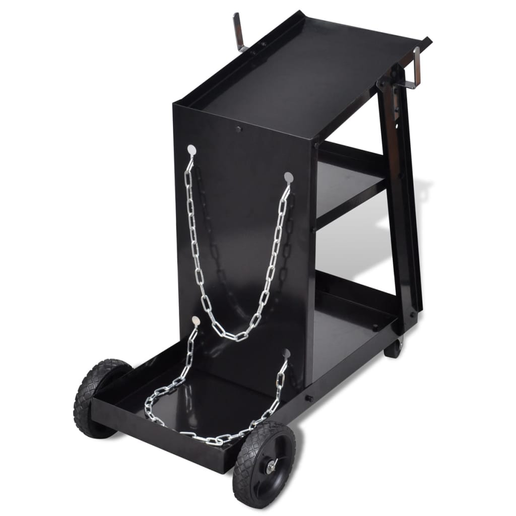 Chariot de soudage noir à 3 étagères