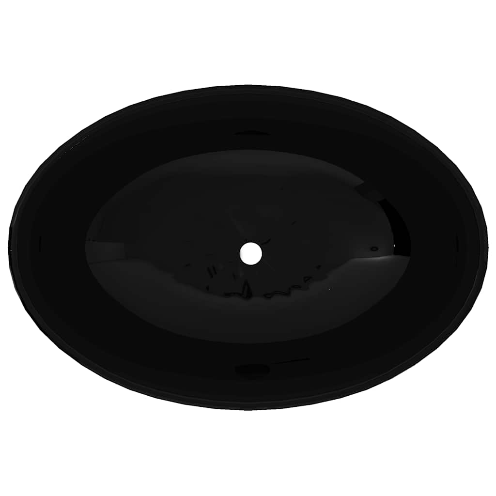 Keramik Waschtisch Waschbecken Oval schwarz 40 x 33 cm