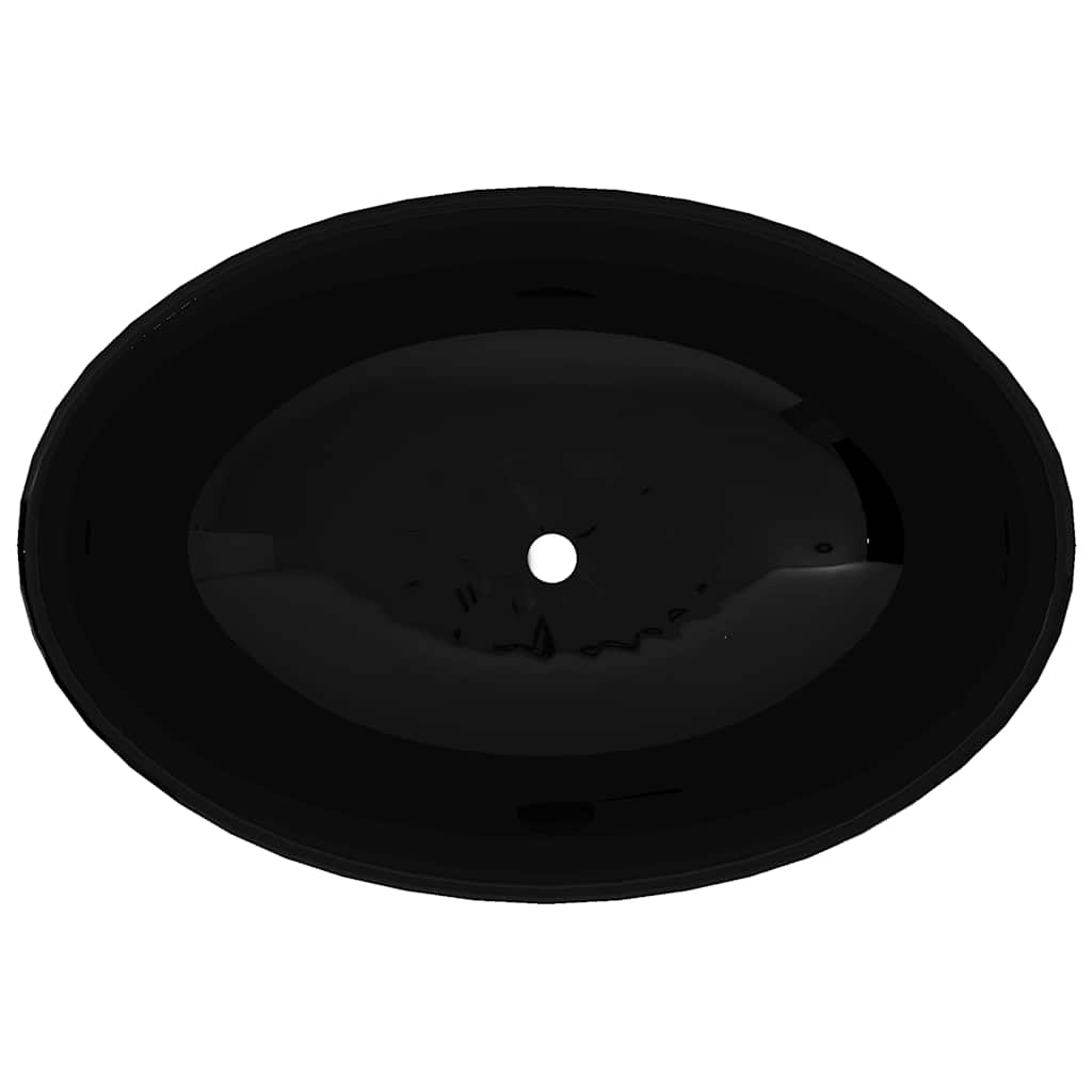 Keramik Waschtisch Waschbecken Oval schwarz 40 x 33 cm