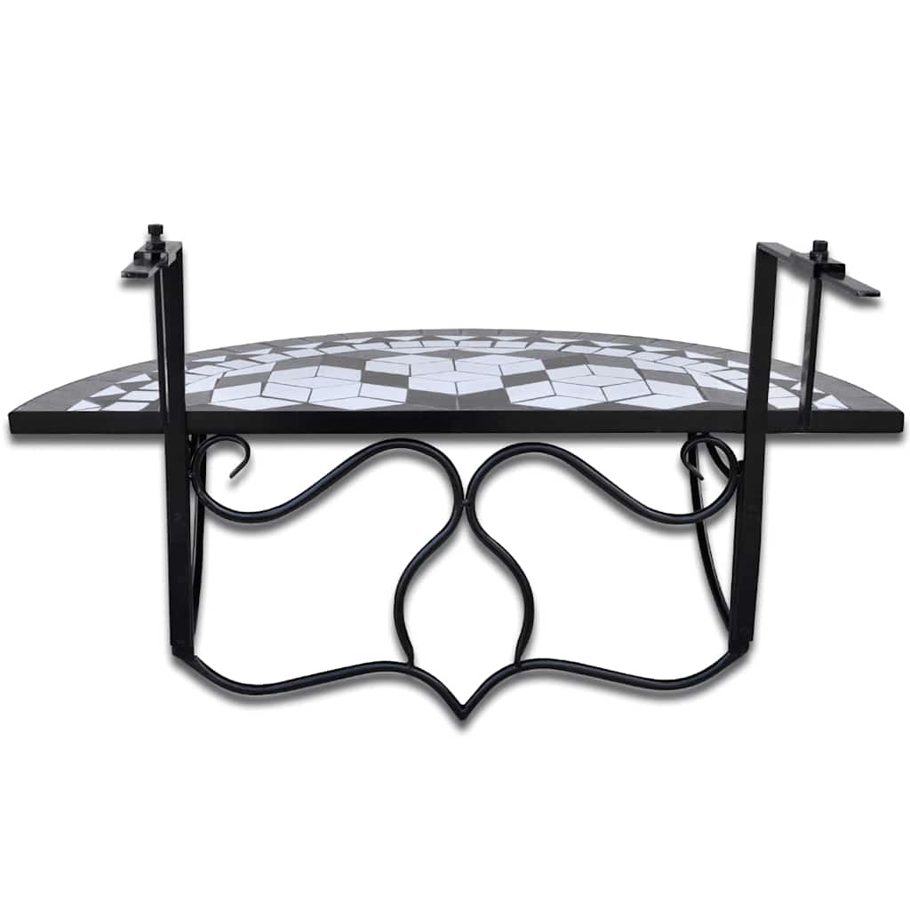 Balkonhängetisch Mosaik Schwarz und Weiß