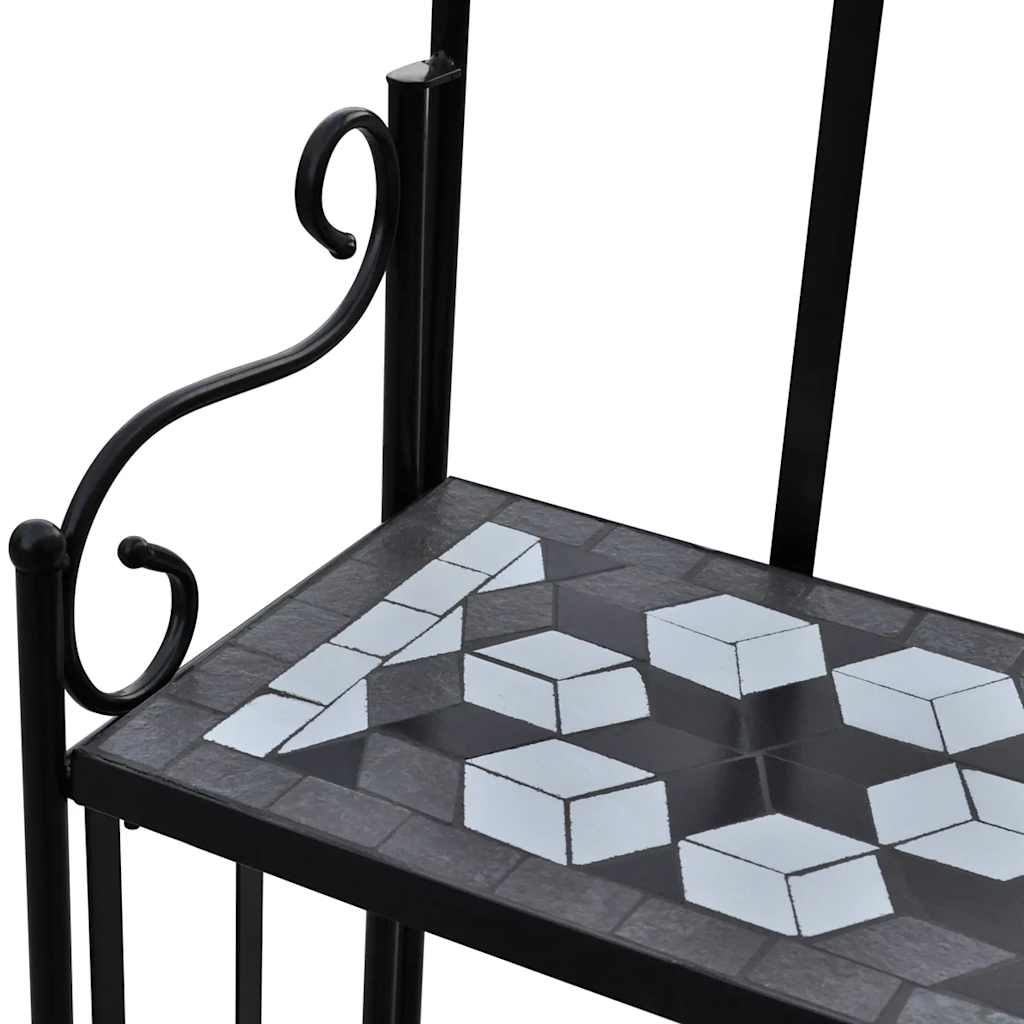 Pflanzenständer Mosaik Schwarz und Weiß