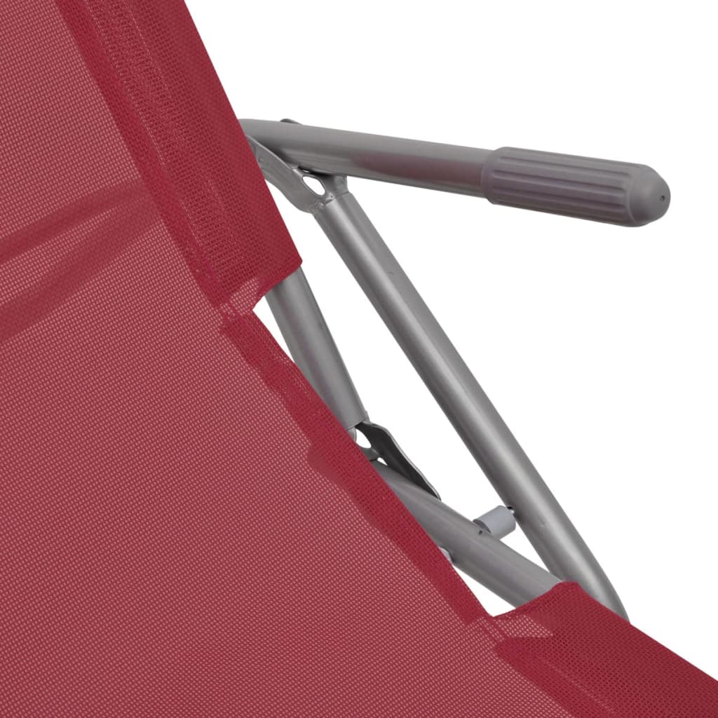 Chaises longues 2 pièces avec fonction d'inclinaison Textilène Rouge