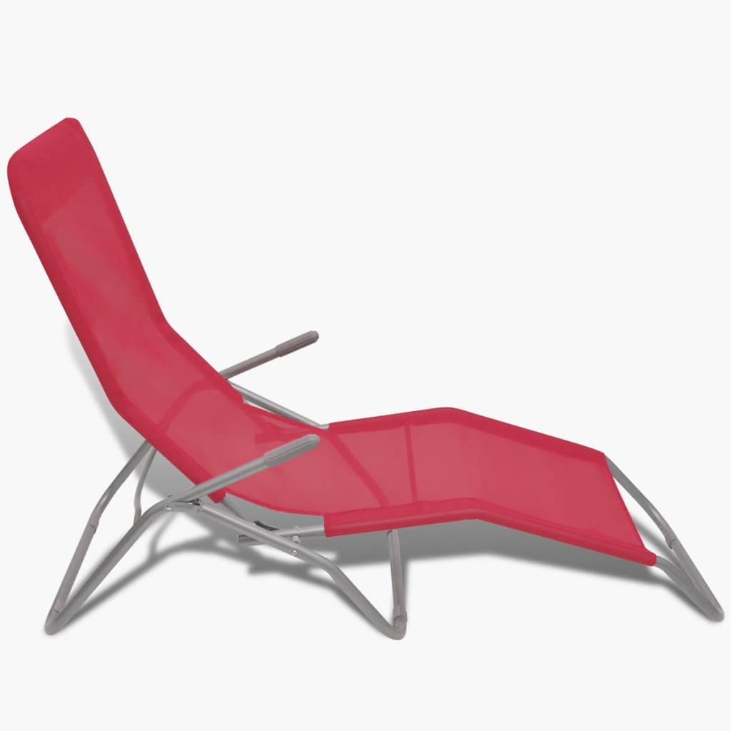 Chaises longues 2 pièces avec fonction d'inclinaison Textilène Rouge