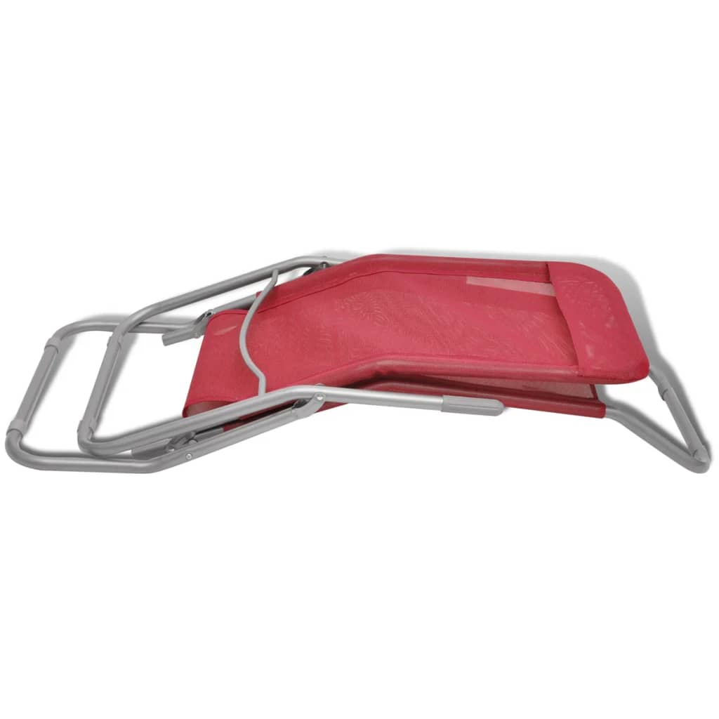 Chaises longues 2 pièces avec fonction d'inclinaison Textilène Rouge