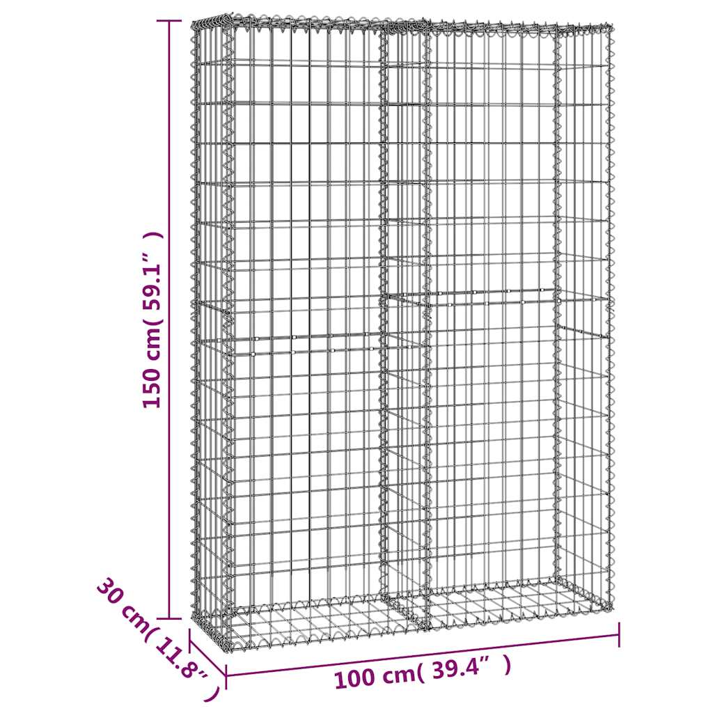 Steinkorb Gabione mit Deckeln Verzinkter Draht 150×100×30 cm