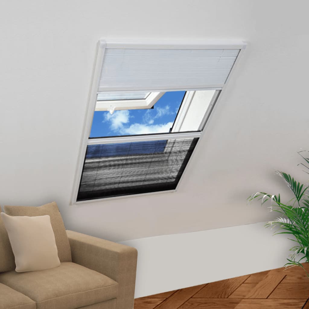 Plisse Insektenschutzfenster mit Jalousie Aluminium 160×80 cm