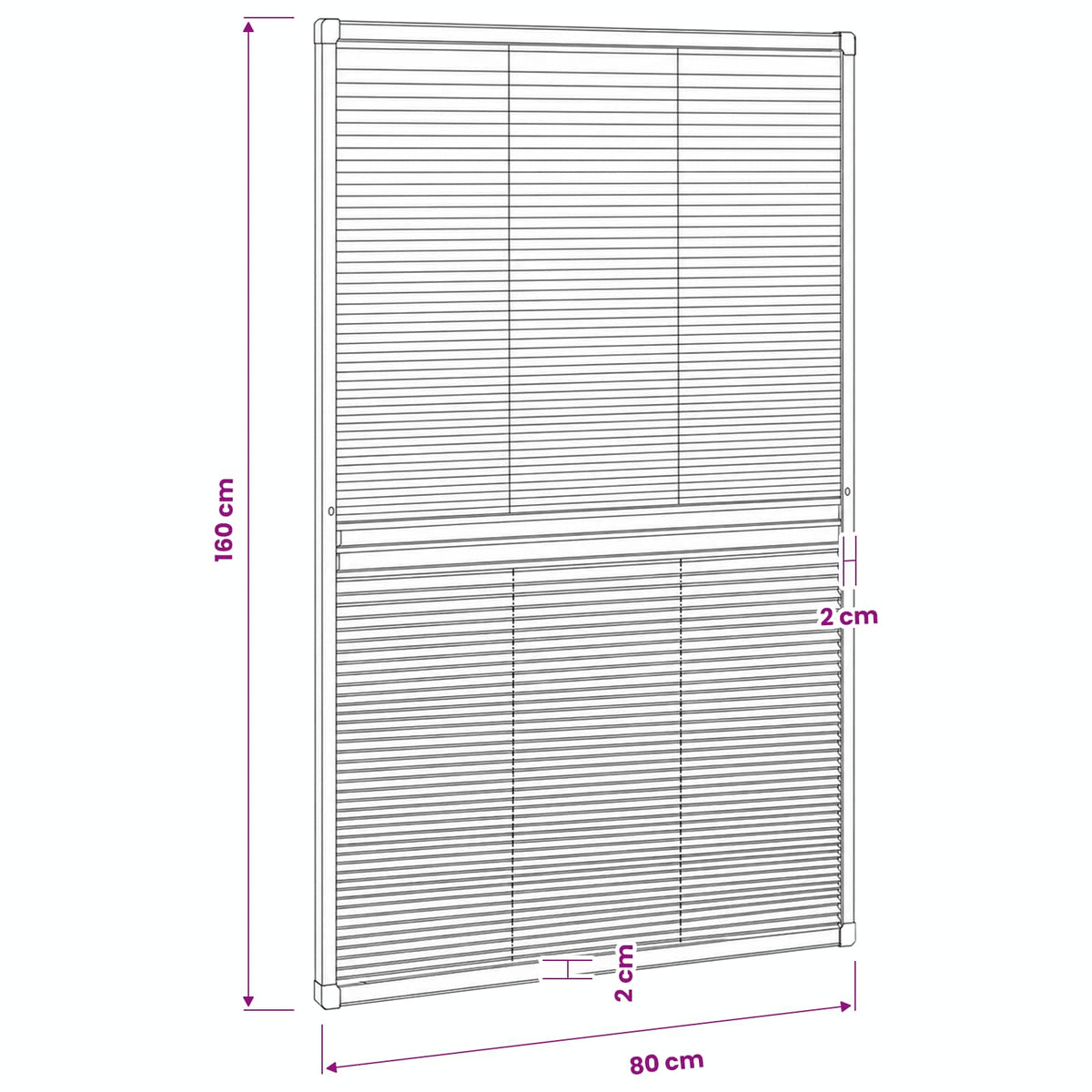 Plisse Insektenschutzfenster mit Jalousie Aluminium 160×80 cm