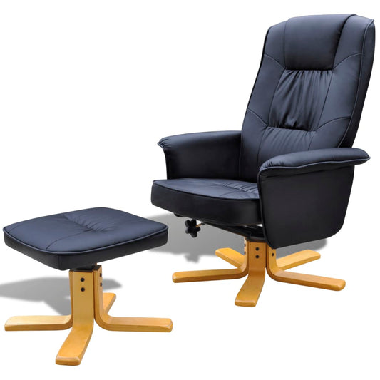 Sessel mit Fußhocker Schwarz Kunstleder