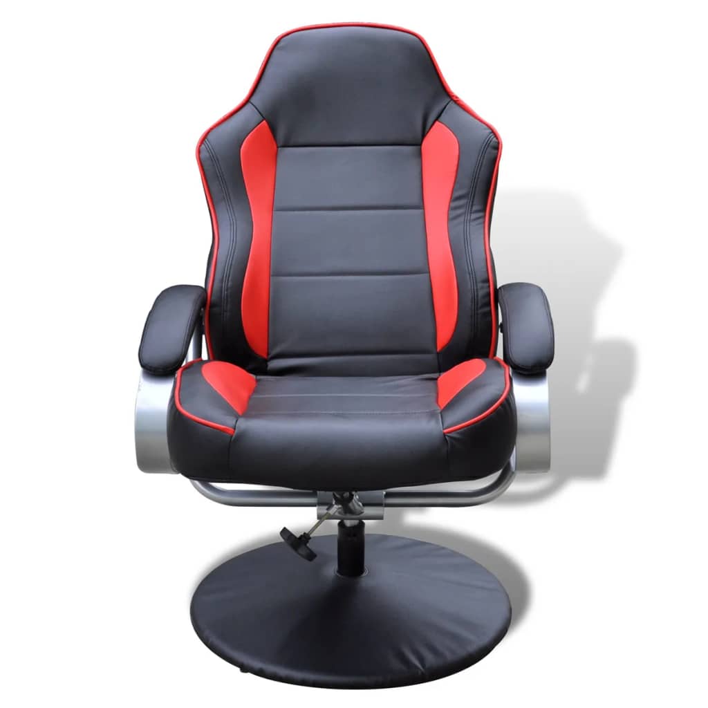 Sessel mit Fußhocker Schwarz/Rot Kunstleder