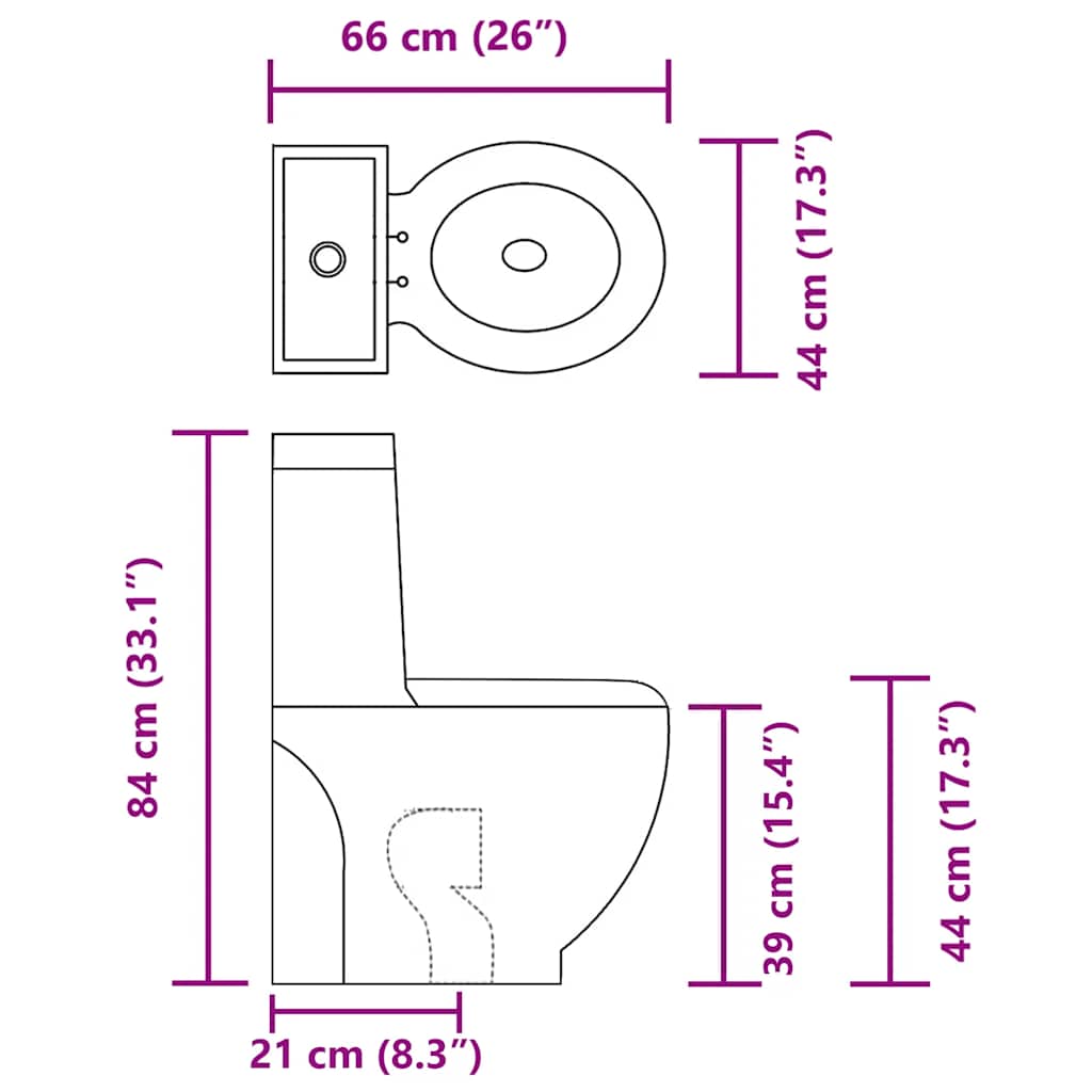 Toilette Rund Keramik Schwarz