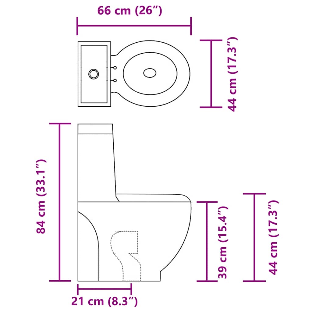 Toilette Rund Keramik Schwarz