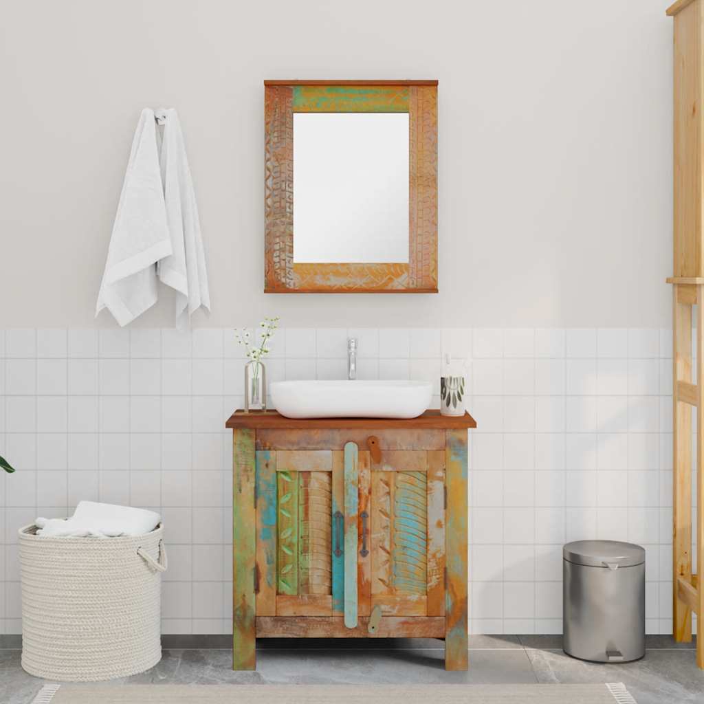 Badmöbel Waschbeckenunterschrank mit Spiegel Massivholz