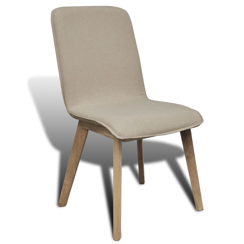 Esszimmerstühle 2 Stk. Beige Stoff und Massivholz Eiche