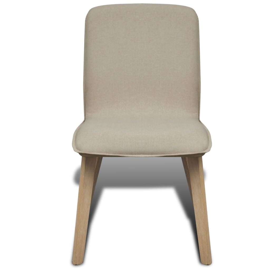 Esszimmerstühle 2 Stk. Beige Stoff und Massivholz Eiche