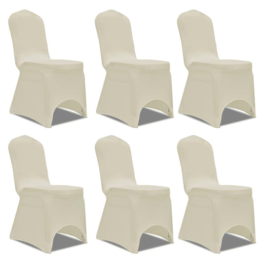 6 x housses de chaise extensibles couleur crème