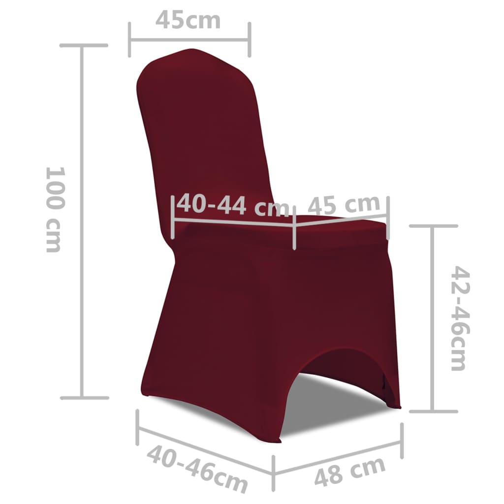 6 x housses de chaise extensibles bordeaux rouge