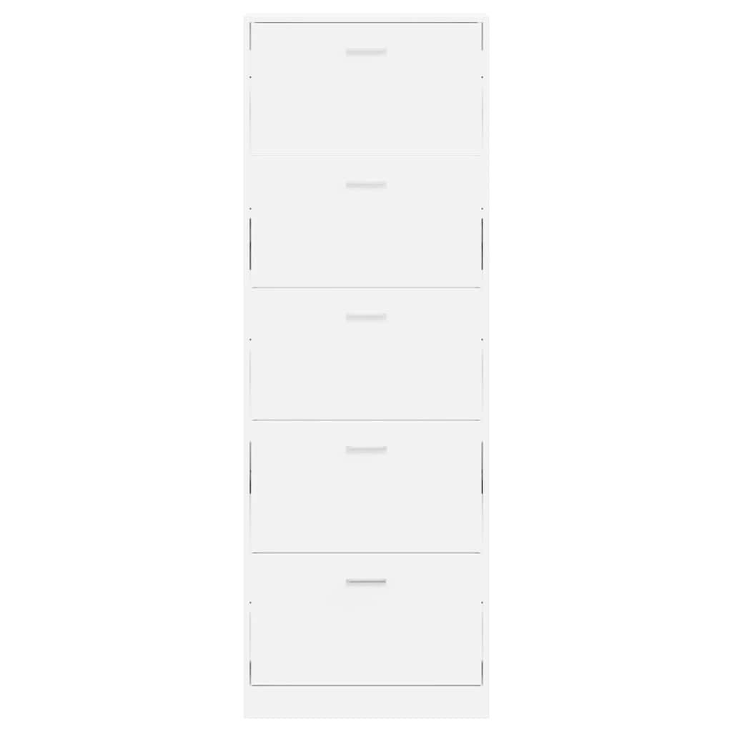 Schuhschrank mit 5 Schuhkippern Weiß Holz