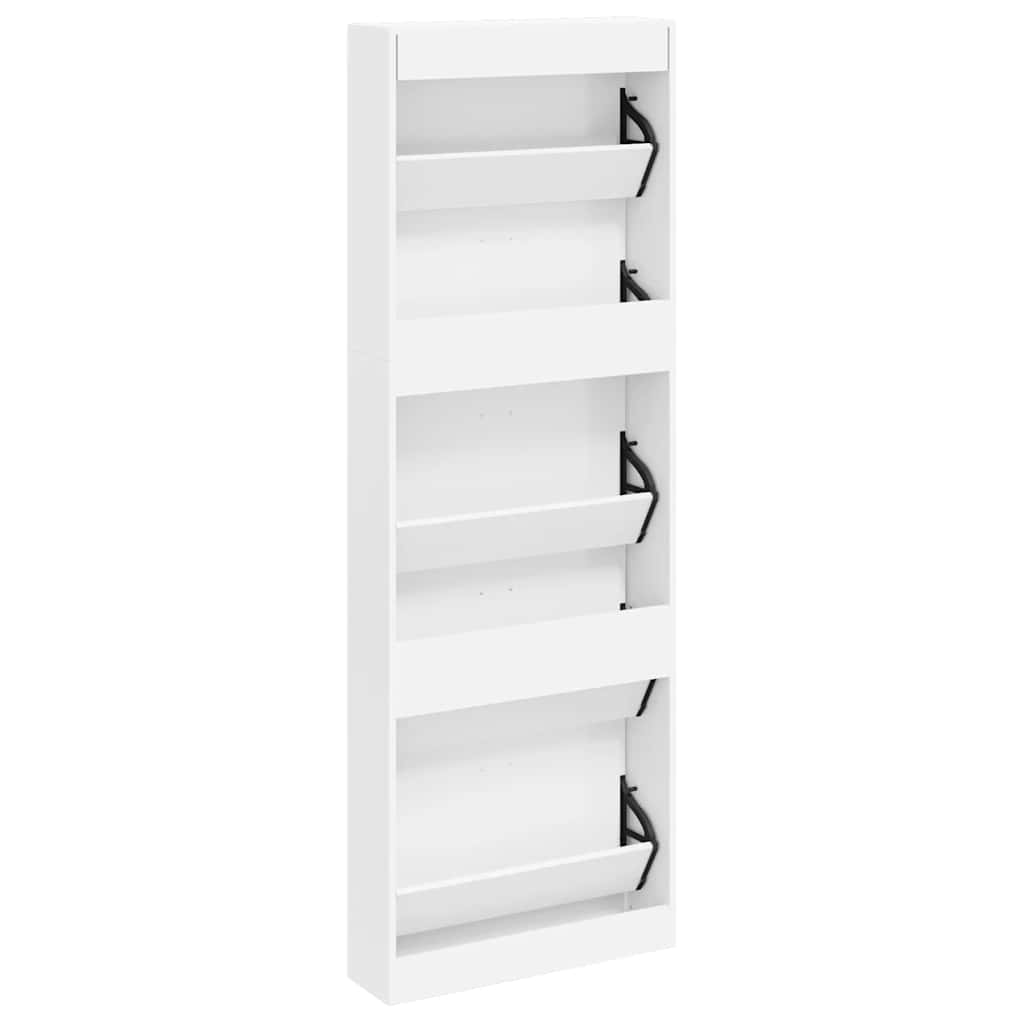 Schuhschrank mit 5 Schuhkippern Weiß Holz