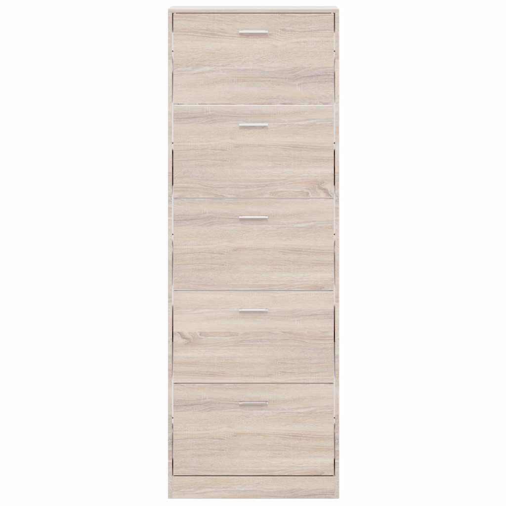 Schuhschrank mit 5 Schuhkippern Holz Eichen-Optik