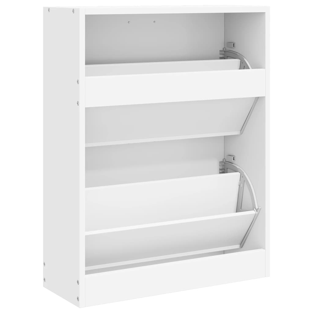 Weißer Holz-Schuhschrank mit 2 Schuhkippern