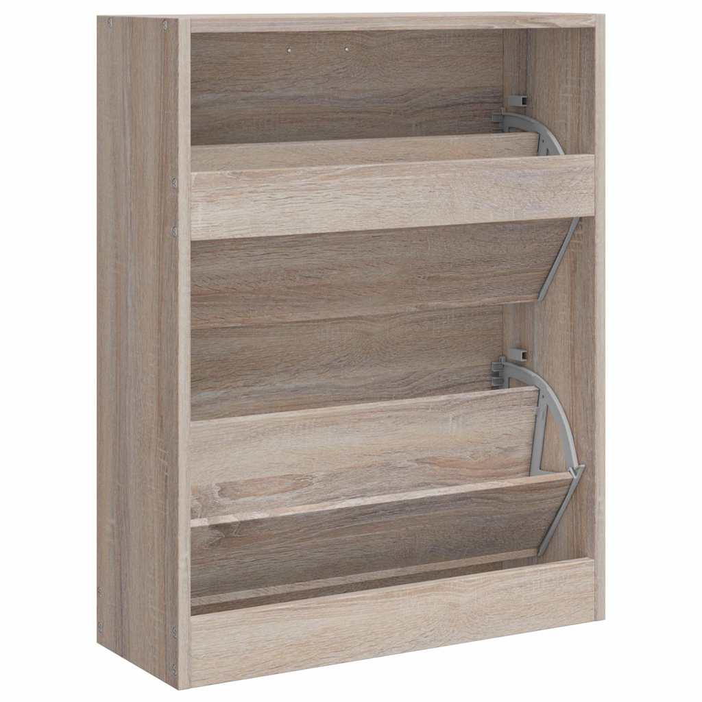 Schuhschrank Holz in Eichen-Optik mit 2 Schuhkippern