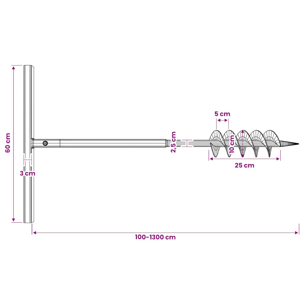 Erdbohrer mit Griff 100 mm Verlängerungsrohr 13 m