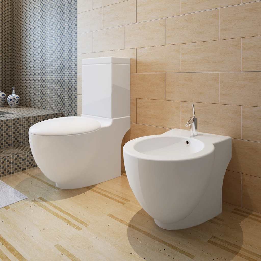 Toiletten & Bidet Set Weiß Keramik