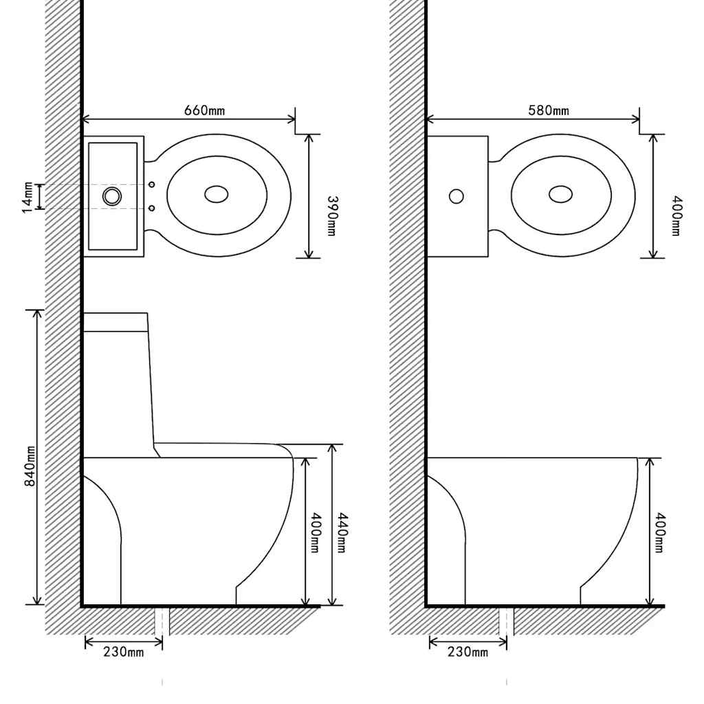 Toiletten & Bidet Set Weiß Keramik