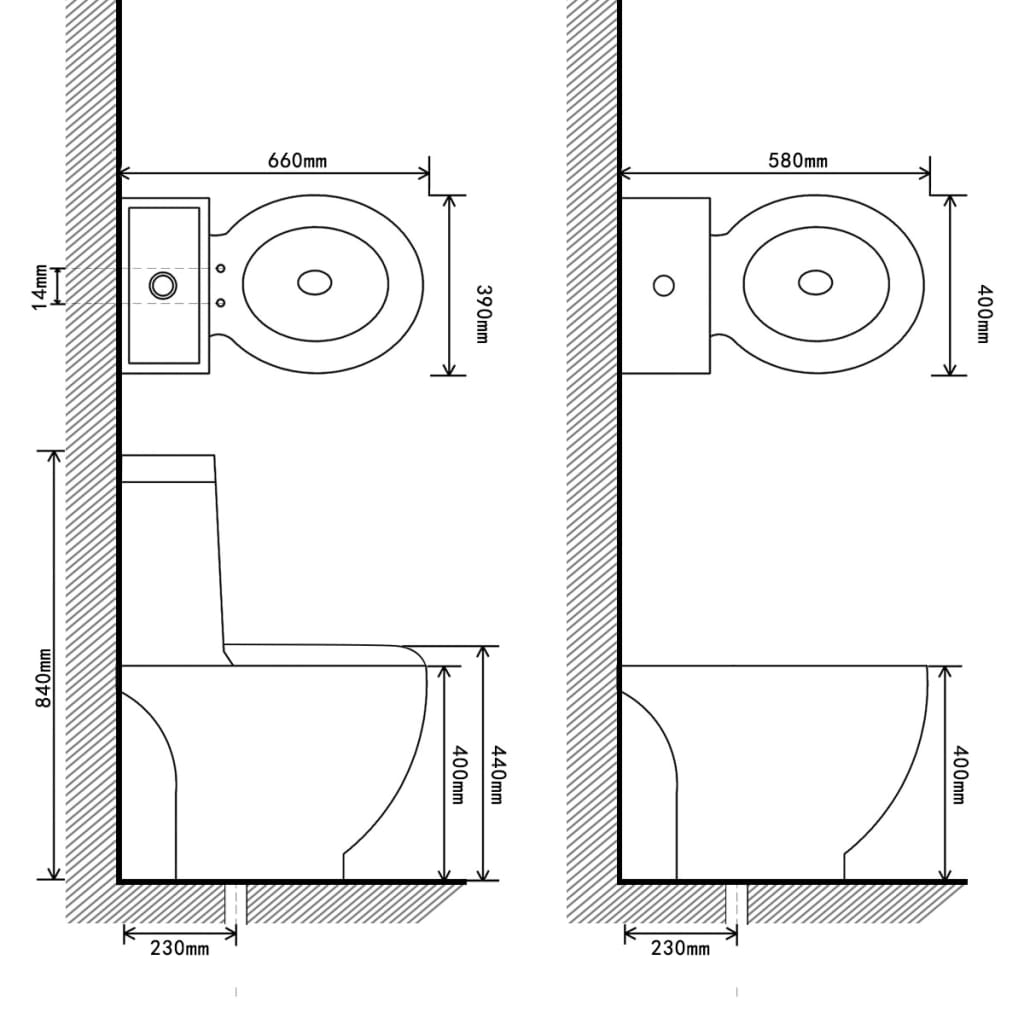 Keramik-WC & Bidet-Set Schwarz