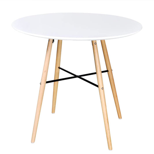 Table à manger ronde en MDF blanc