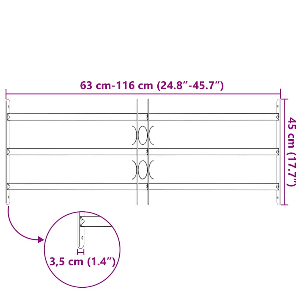 Fenstergitter Verstellbar mit 3 Querstäben 700-1050 mm