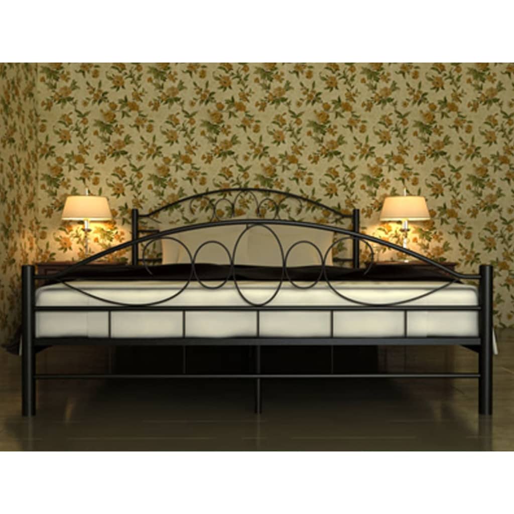 Bett mit Matratze Schwarz Metall 180×200 cm