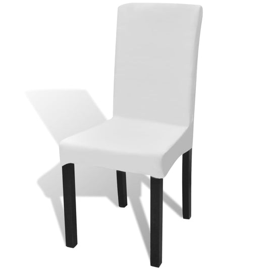 Lot de 6 housses de chaise droites et extensibles blanches