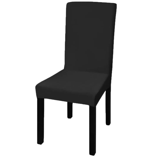 Lot de 6 housses de chaise droites extensibles noires