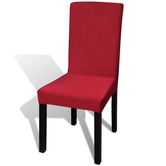 Lot de 6 housses de chaise droites et extensibles Bordeaux