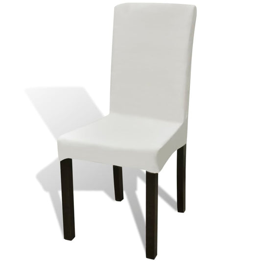 Lot de 6 housses de chaise droites extensibles couleur crème