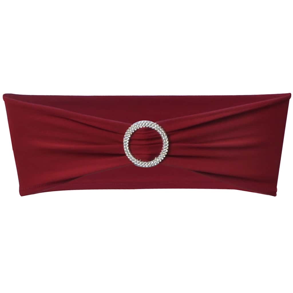 25-tlg. Stretch-Stuhlbänder mit Diamant-Schnalle Bordeaux